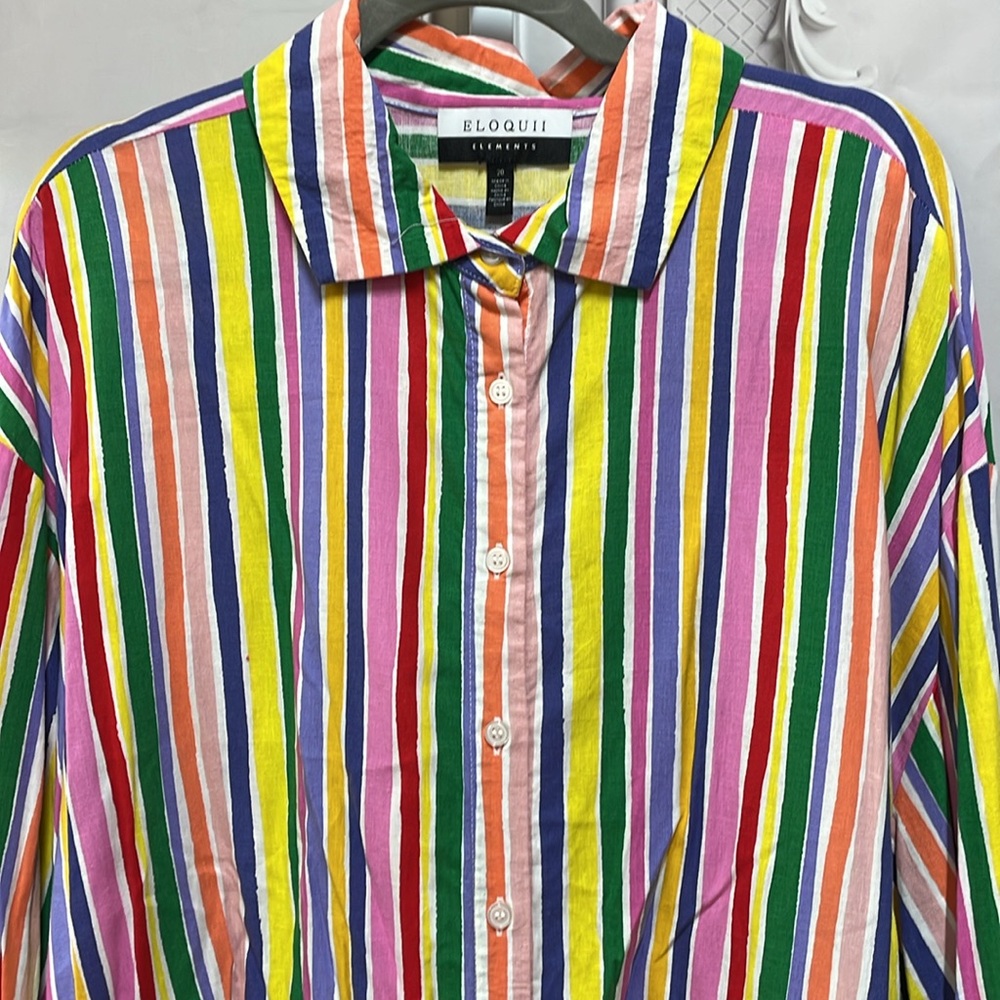 Eloquii Elements Brightly Striped Button Front Li… - image 2